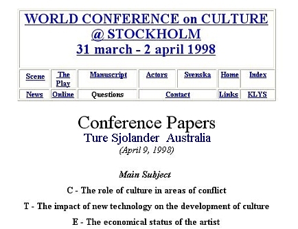 THE WORLD CONFERENCE PAPERS BY TURE SJOLANDER